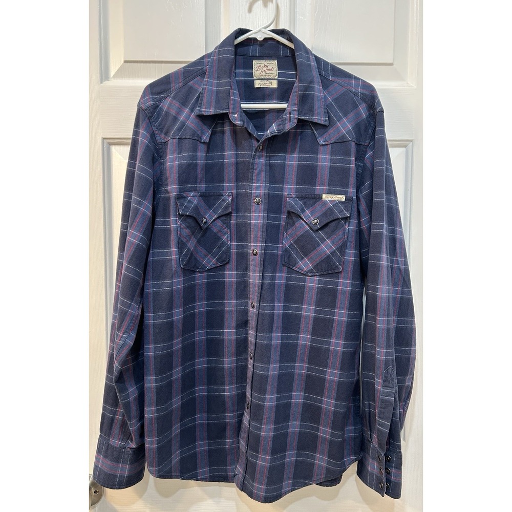 Lucky Brand Sportwear Distinctive Western Men's L Pearl Snap Button Front Plaid